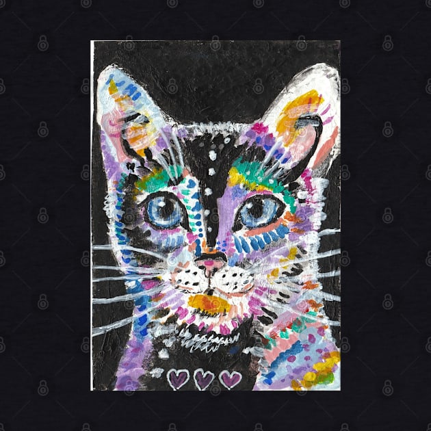 Abstract colorful cat face art by SamsArtworks